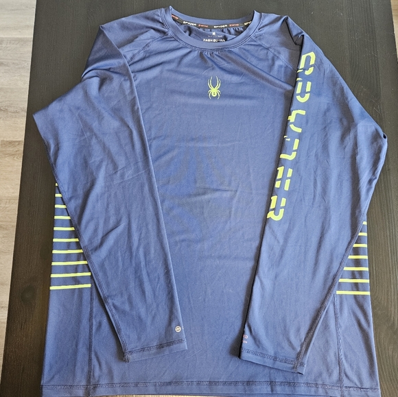 Spyder Men’s Solid & Side Stripe Long Sleeve Swim Rash Guard SPF 30+ Blue - Picture 6 of 9